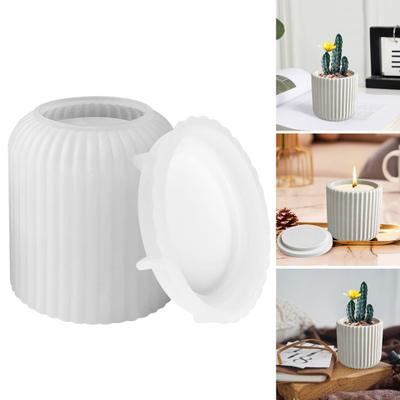 Форма для рукоделия, универсальная полосатая круглая форма для свечей, литейная форма с крышкой, мягкая гибкая силиконовая форма, набор для любителей DIY