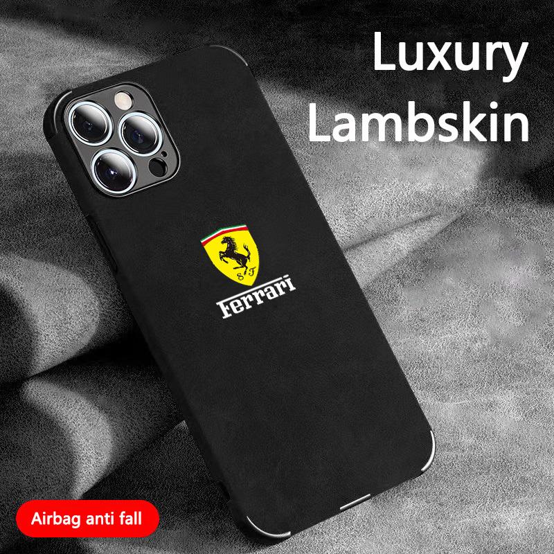 Автомобильный Чехол-Наклейка из Замши Для Ferrari Для iPhone 16 15 13 14 Pro Max Mini 8 XR XS 16 Plus 15Pro Max
