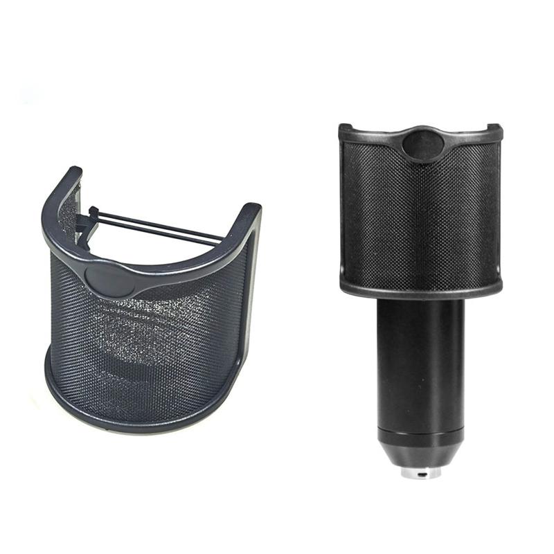 1Pc Handheld Mic Shield Pop Filter Upgraded Double Layers Metal Mesh Foam Etamine Layer Microphone Windscreen Cover