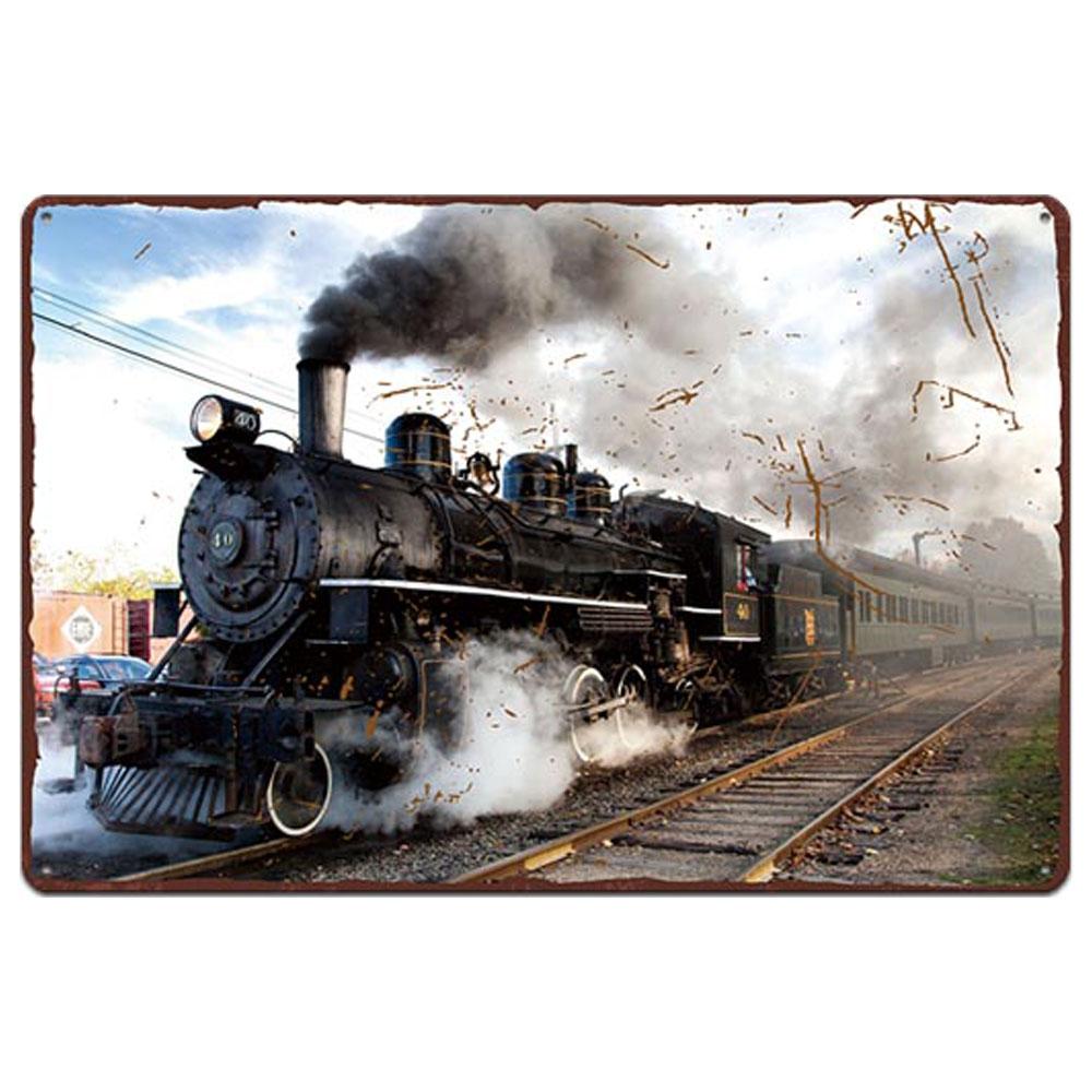 Металлический постер с поездом, винтажные тарелки, оловянные знаки, настенный постер, ретро-налет, постер, бар, паб, клуб, стены, домашний декор, настенные наклейки, плакат