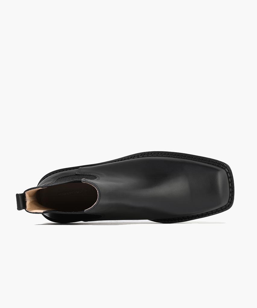 Firenze Atelier [Vibram] Double-Welt Rubber Sole Square Toe Chelsea Boots 8702 [Black Fg]