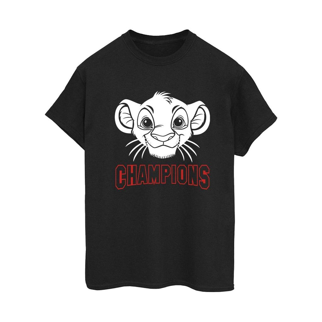 Disney Womens/Ladies The Lion King Simba Face Champion Cotton Boyfriend T-Shirt