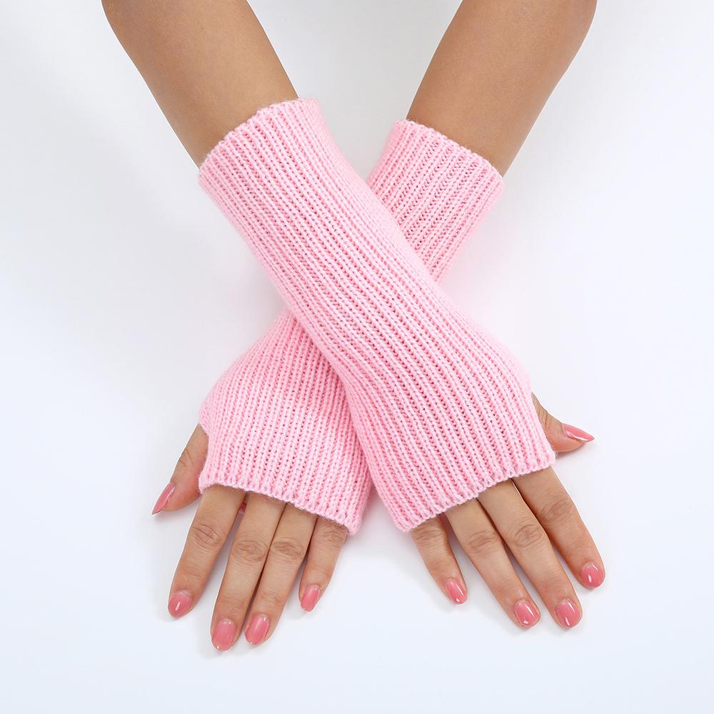 Women Long Fingerless Gloves Knitted Mitten Hand Warmers Winter Warm Wool Knitting Half Finger Gloves Unisex Arm Sleeve