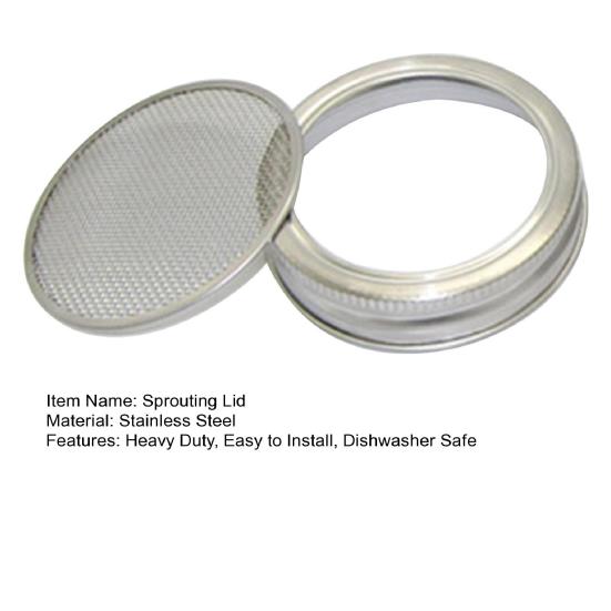 Банка с широким горлом 70/86 мм, крышка для проращивания, крышка для выращивания ростков фасоли из нержавеющей стали, банка для проращивания бобов мунг, сетчатая крышка-сито