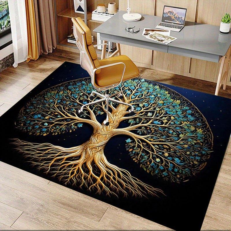 "Golden Tree of Life Wall Art Decor"Office Mat Perfect for Home Decor Office Desk Chair Rugs Chair Carpet for office Polyester Chair Mat Gif