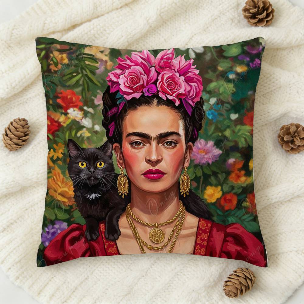 pc Frida Cartoon Style Doublesided Printed Square Decorative Cushion Cover for Sofa Living Room Home Decor