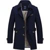 Men's Spring and Autumn Casual Jacket Trench Coat Medium Length Thin Cotton Wash Jacket Men's Clothing