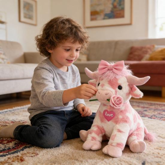 Плюшевая игрушка, мягкая игрушка, реалистичный дизайн шотландской высокогорной коровы, мягкий плюшевый декор