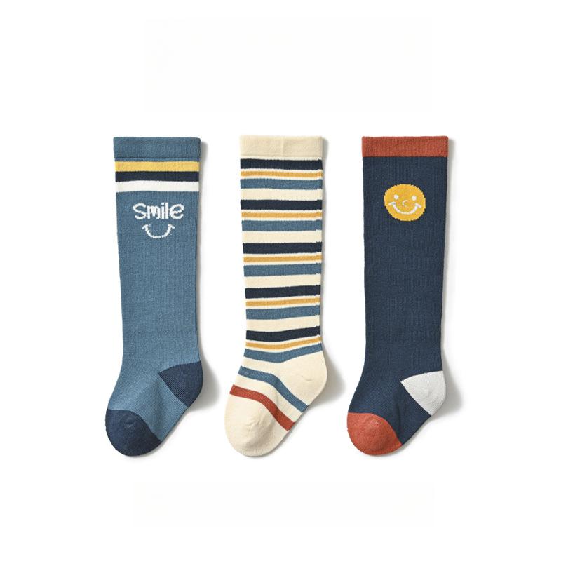 3 пары/лот Детские гольфы до колена Детские для девочек и мальчиков Мягкие хлопковые длинные носки Милые испанские полосатые однотонные детские носки для 0-3 лет
