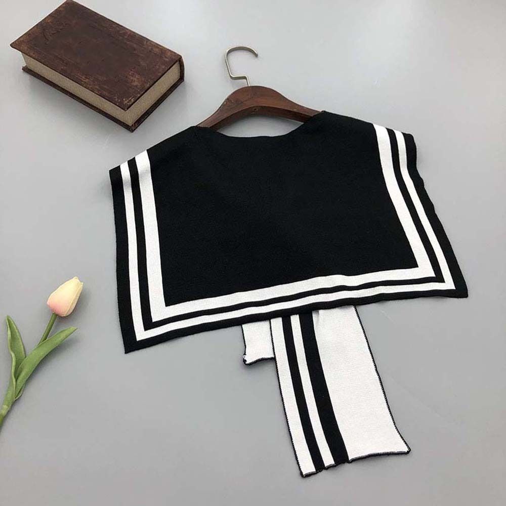 Лоскутный черно-белый шарф, солнцезащитный, шерстяной, шарфы, блузка, плечи, ложный воротник, осень/зима