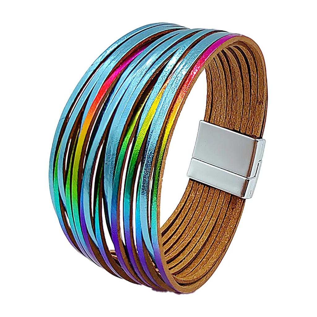 WYBU разноцветный многослойный женский браслет, кожаный браслет ручной работы для женщин, широкий браслет с магнитной пряжкой, 2021, модные ювелирные изделия
