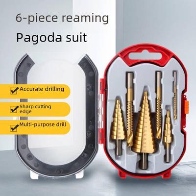 Набор ступенчатых сверл из 6 штук: 3 пильных бита с треугольной рукояткой (4-12мм, 4-20мм, 4-32мм) для расширения отверстий