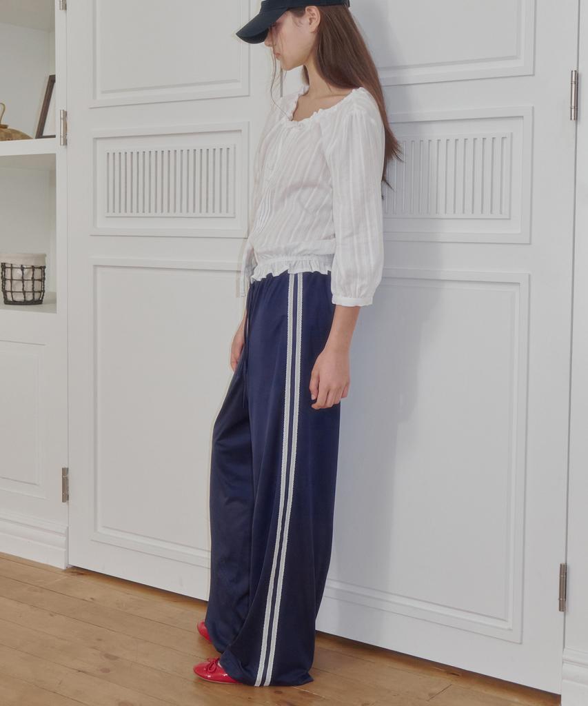 LOSSYROW Mesh Lace Track Pants Navy