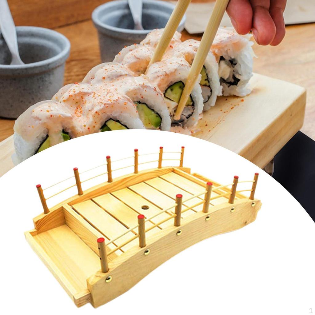 Wood Sushi Bridge Dish Food Plate Tableware Wooden Arch Platter for Restaurant