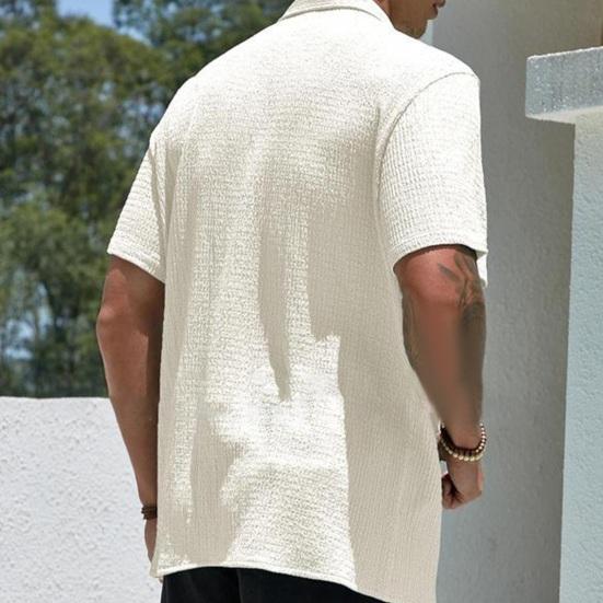 Летняя мужская рубашка на пуговицах с отложным воротником, кардиган с короткими рукавами, свободный кардиган средней длины, повседневная повседневная одежда, офисный деловой топ