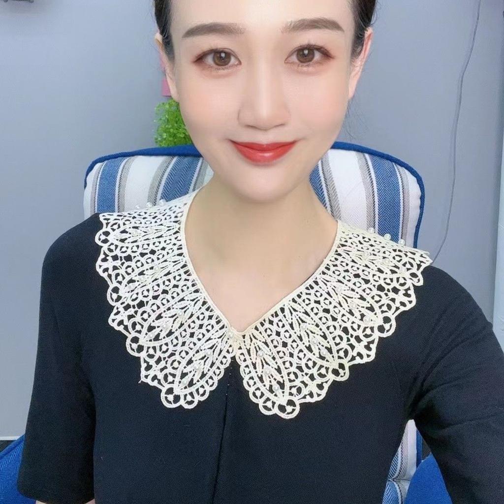 [Bead Lace Fake Collar] Korean Version Of Lace Women'S Hollow Kapok Silk Shawl Summer Sun Protection Fake Collar Versatile