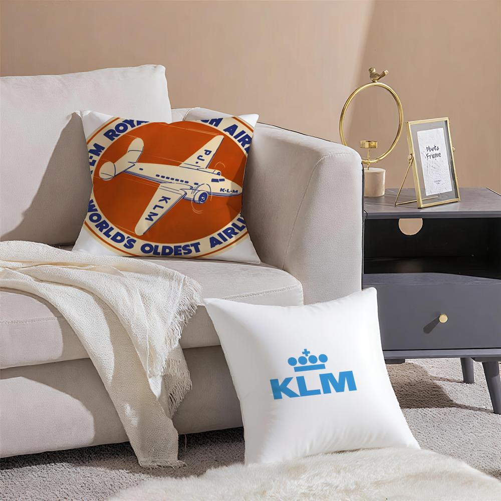 Netherlands Klm RRoyal Dutch Airlines Cushion Cover Pillowcase Short Plush Invisible zipper Room Sofa Cushion Cover