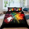 Guitar Duvet Cover Set Music Theme Bedding For Teens Microfiber Vintage Grey Guitar On Wooden Floor Quilt Cover Queen King Size