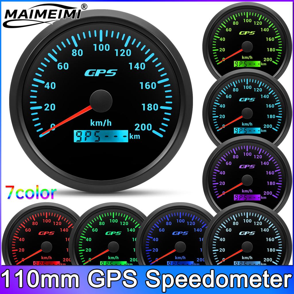 110MM 120KMH Speed Gauge Auto Gauge GPS Speedometer With GPS Antenna 7 Colors Backlight Universal for Car Boat Marine 12V 24V
