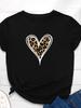 Leopard Heart Print Women T Shirt Short Sleeve O Neck Loose Women Tshirt Ladies Fashion Tee Shirt Tops Clothes Camisetas Mujer