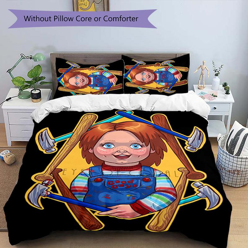 Chucky 3pcs Bedding Set Duvet Cover Closure Includes 1 Duvet Cover & 2 Pillowcases for All Seasons Bedroom Home Dorm Decor