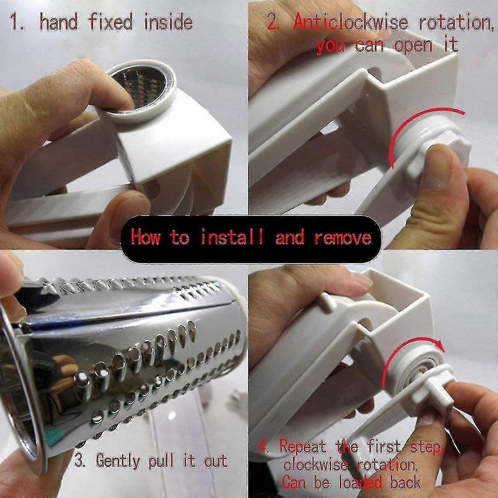 Multipurpose Rotary Cheese Grater Handheld Parmesan Hard Cheese Shredder Slicer Grinder With Stainless Steel Drums, White - Ri