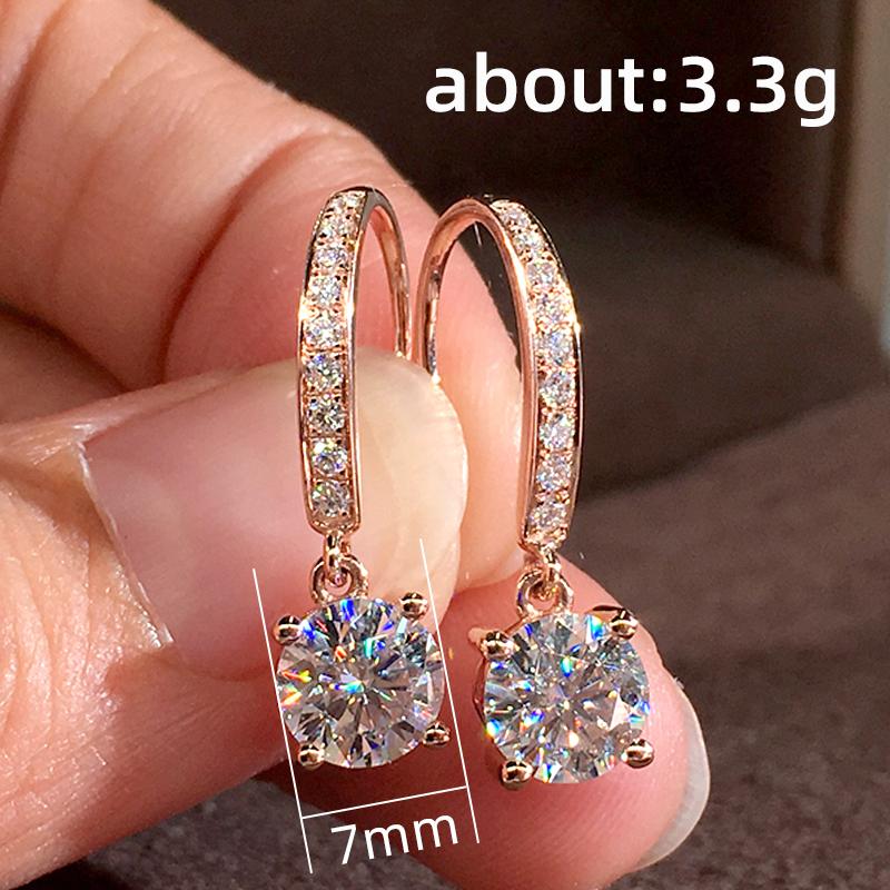 Серьги-подвески Huitan Trendy Rose Gold Color для женщин с круглым кубическим цирконием, роскошные свадебные серьги для невесты, модные ювелирные изделия