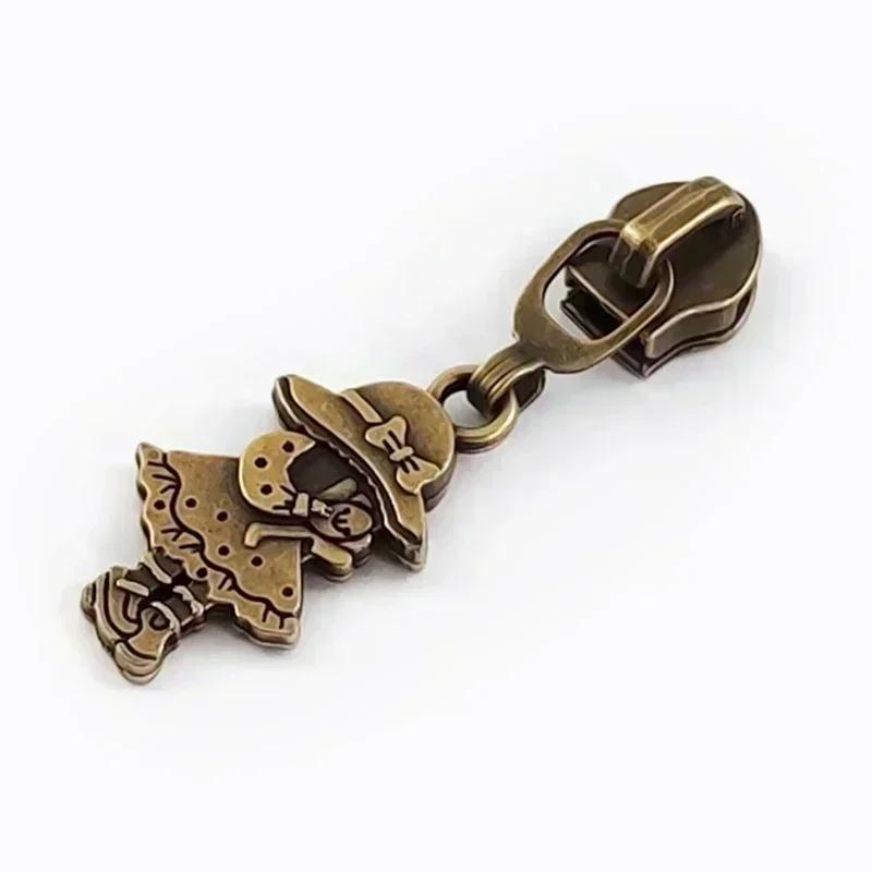 Meetee 5-20 шт. 5# Слайдер для нейлоновых молний, головка молнии из цинкового сплава, декор, бронзовый пуллер для молний, аксессуары для шитья куртки, пальто