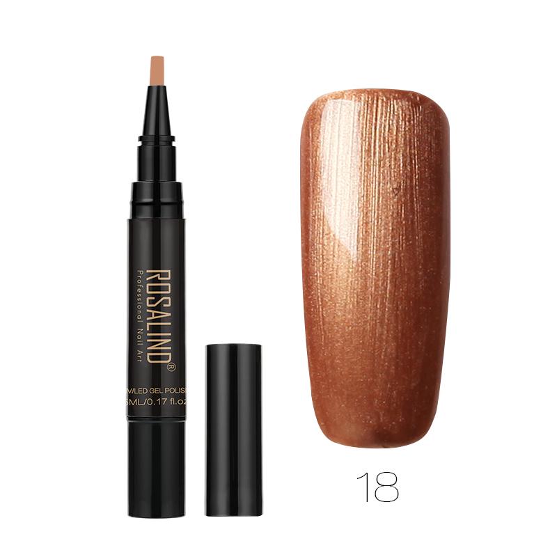 ROSALIND 5ML Stylish Nail Gel Pen Semi Permanent Varnishes Pen For Nail Art Design Base Top Coat Need LED/UV Lamp Cure