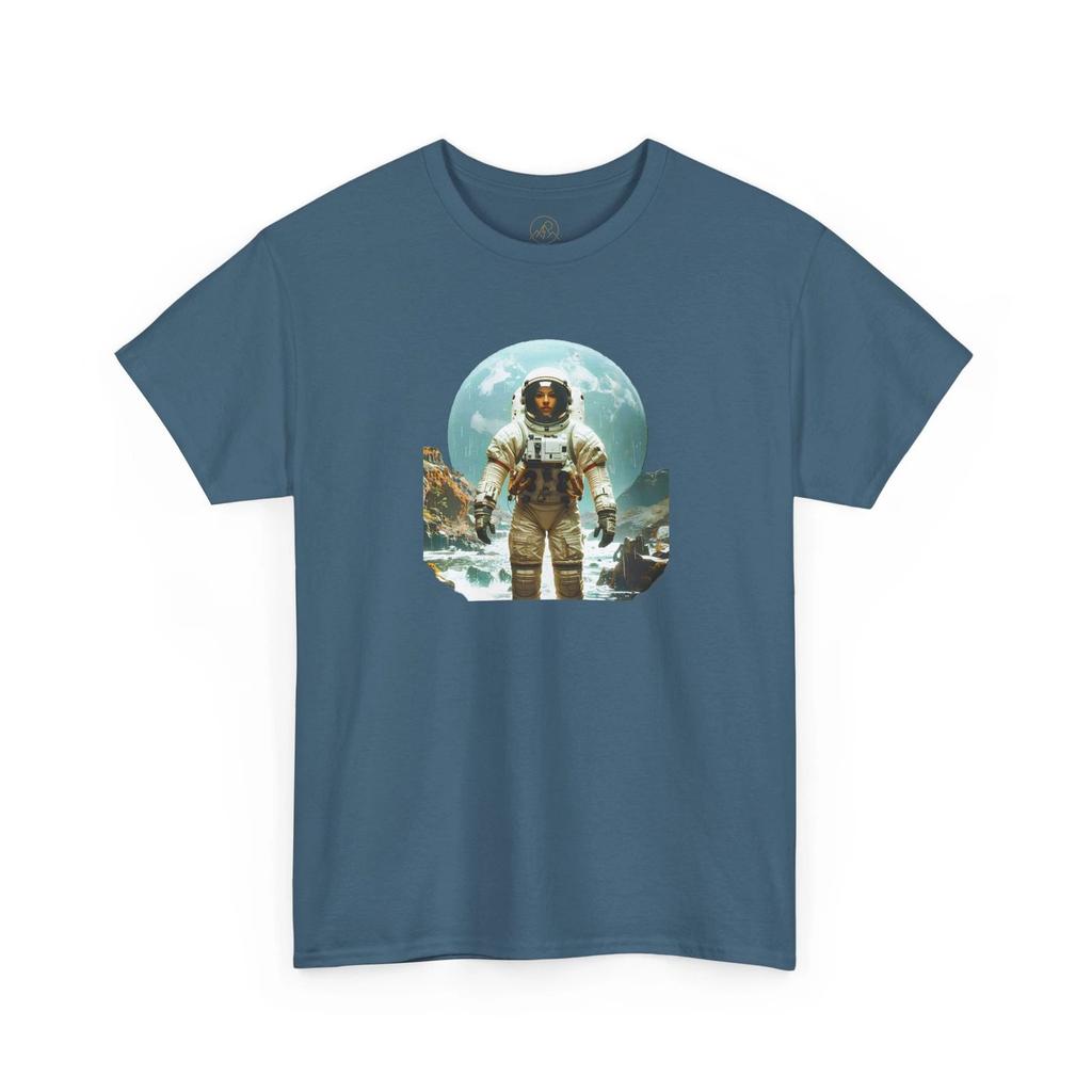 Astronaut on Rocky Shore T-Shirt | Space Explorer Graphic Tee