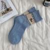 Женские осенне-зимние утолщенные теплые ретро милые носки-гольфы с бантом и мультяшным псом из шерсти