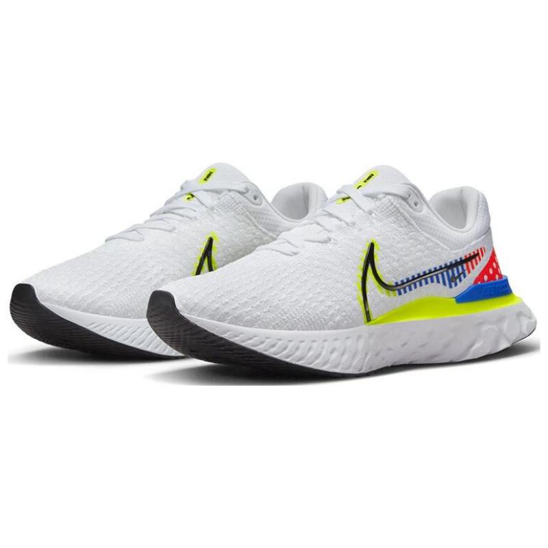 Nike React Infinity Run Flyknit 3 Premium White Volt Racer Blue Sneakers DX1629-100