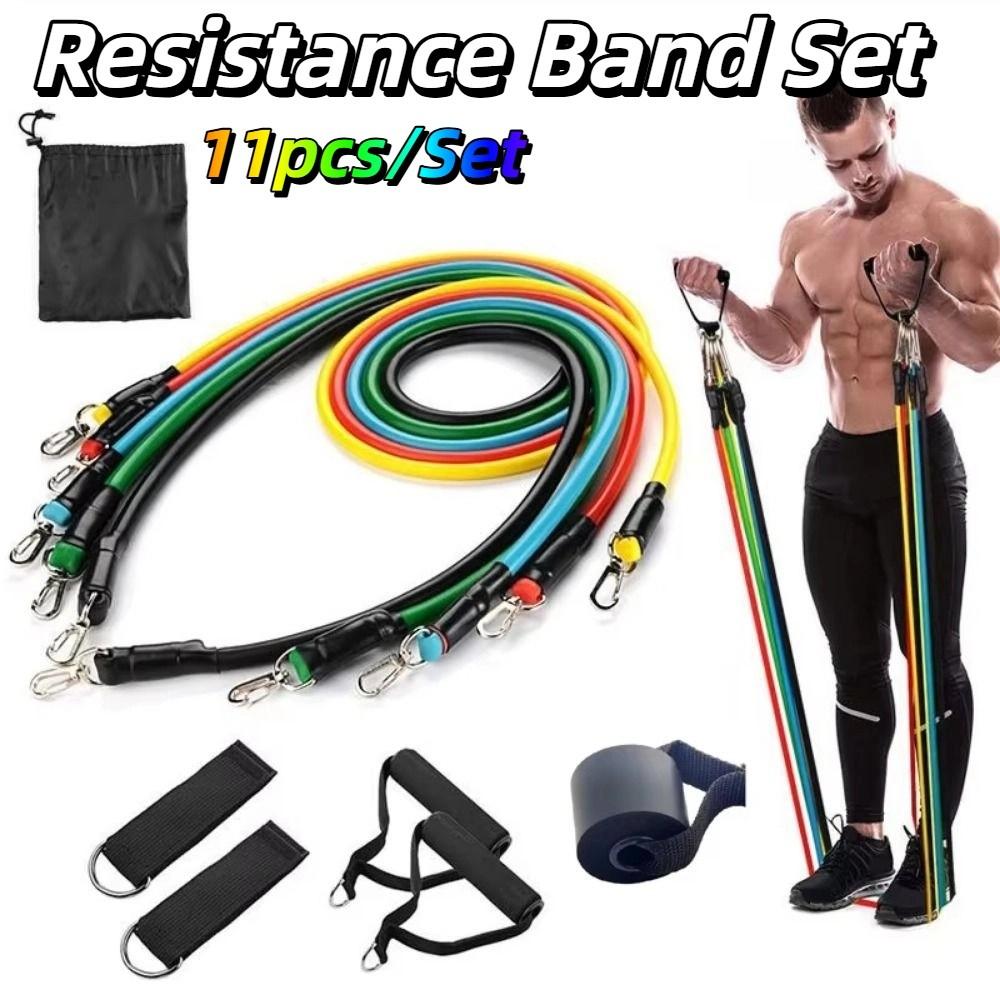 11Pcs/Set Anti-Break TPE Tension Rope Set Durable Pull Rope Set Resistance Band Set  Home Workout