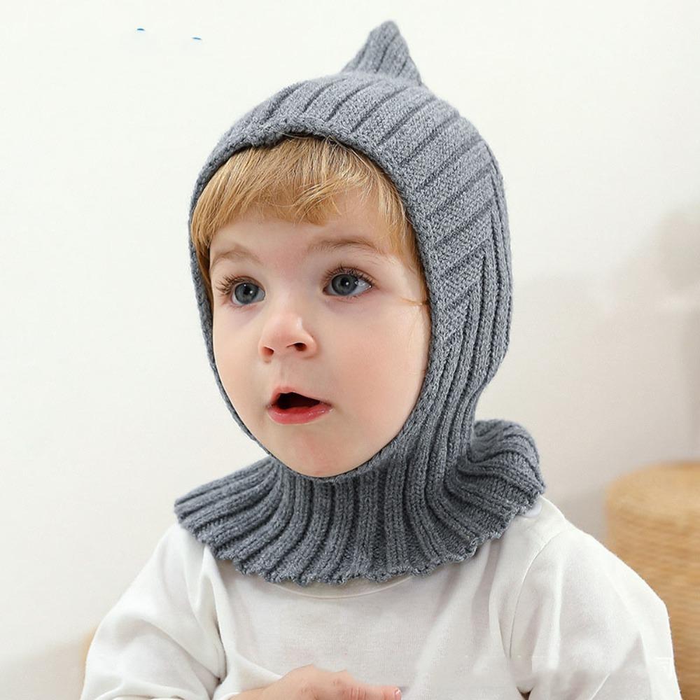 Knitted Kid Windproof Earmuffs Caps Windproof Collar Hat and Scarf Integrated Baby Beanies  Outdoor