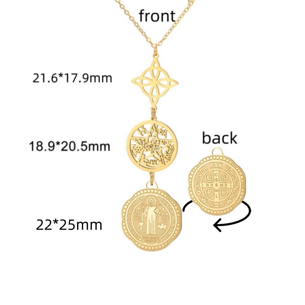 Колье с пентаграммой Святого Бенедикта из нержавеющей стали с изображением ведьминского узла, религиозное украшение с символом тетраграмматона для защиты.