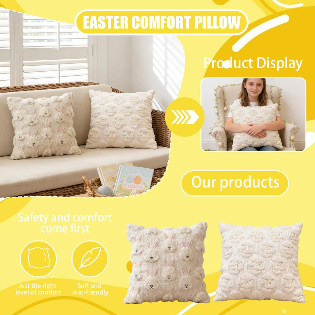 Embroidery PillowcaseEmbroidered Eggs Pom-pom Lace for Sofa Throw Pillow Cover Cushion Cover Home Decor No Insert