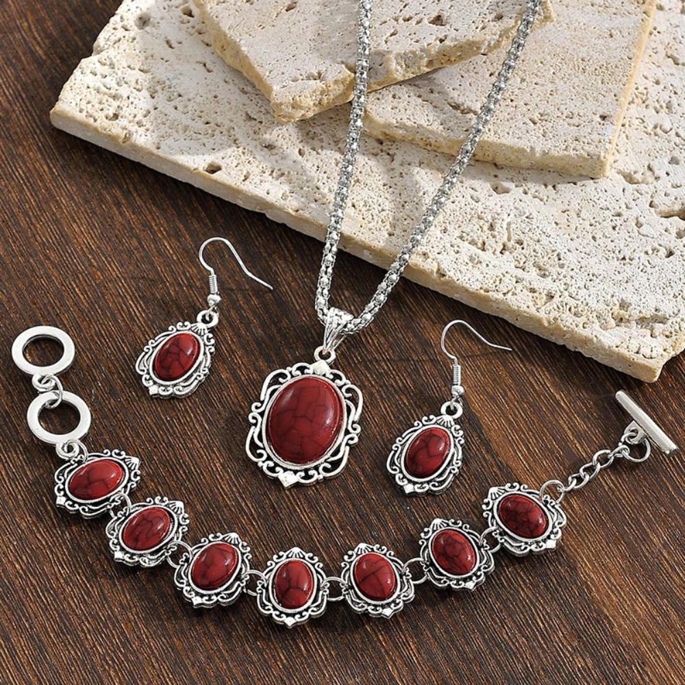 4 шт./компл. Винтажный комплект бирюзовых украшений в стиле бохо из цинкового сплава для женщин, комплект украшений для женщин