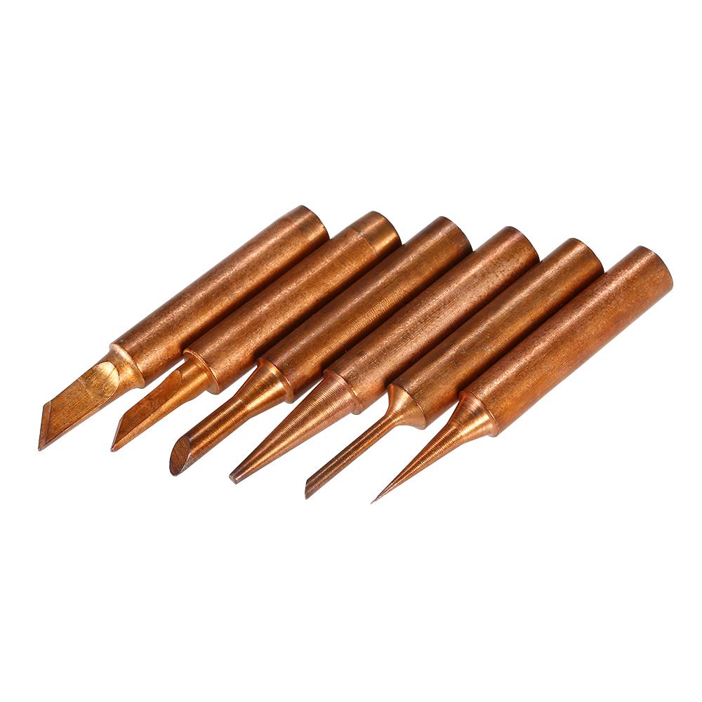 6PCS Copper Soldering Iron Tips Replacement Solder Tip free Welding Head for 900M T Soldering Rework Station Repair