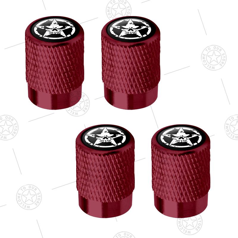 4pcs Five-Pointed Star Logo Car Wheel Tire Valve Caps Air Stem Aluminum Accessories For Jeep Wrangler Sahara Cherokee Ford F150 LVCZN1