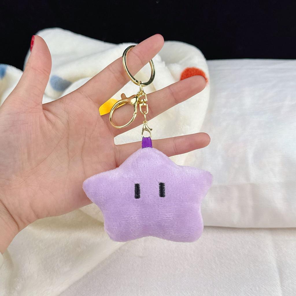 Cute Plush Squinting Star Doll Keychain Mini Backpack Pendant Student Gift