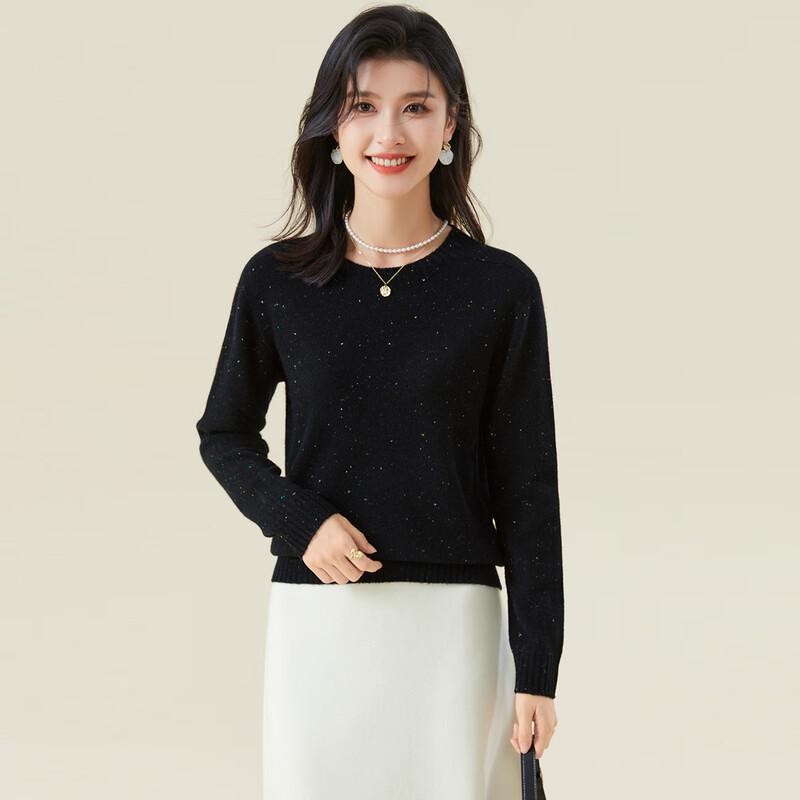 Jinjü Women's Seamless Flecked Lambswool Crew Neck Sweater