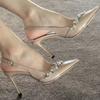 Luxury Pointed Toe Rhinestone Decoration Heeled Sandals Summer Sexy Thin High Heels for Women Elegant Banquet Wedding Pumps Shoe