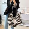 Холщовая сумка большой вместимости для женщин, модная полосатая сумка на плечо, новая сумка с верхней ручкой, дорожная сумка, сумка для покупок