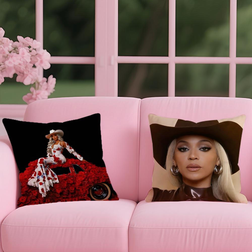 Чехол для подушки с изображением певицы B-Beyonce, двусторонний, из плюша – Для автомобиля, дивана, спальни, идеален в качестве подарка.