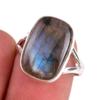 Натуральный Лабрадорит Драгоценный Камень 925 Проба Стерлингового Серебра Ювелирное Кольцо Размер 7 B8m16