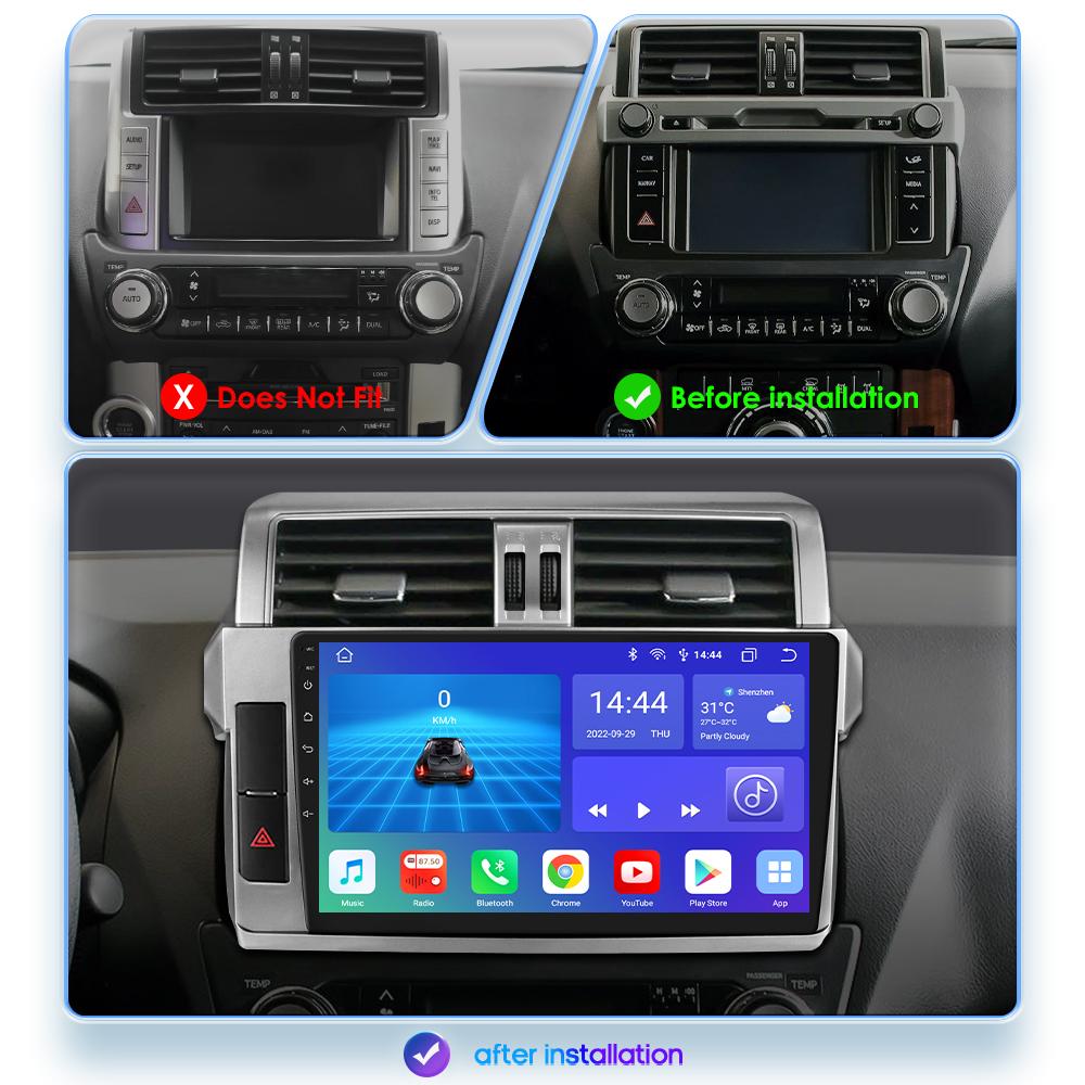 Hizpo 2 Din Carplay 4G-LTE 9 дюймов для Toyota Land Cruiser Prado 150 2013-2017 Автомобильный радиоприемник Мультимедийный видеоплеер Навигация GPS Интеллектуальный экран DSP
