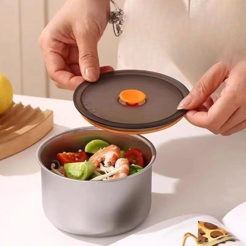 Миска из нержавеющей стали для хранения свежих продуктов, контейнер для хранения в холодильнике, коробка для хранения свежих продуктов, кухонная круглая коробка для порционирования продуктов