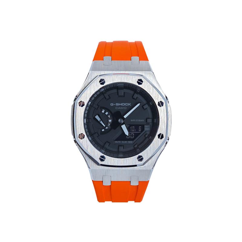 Casio Мужские часы с двойным дисплеем (жидкокристаллический/аналоговый) Серия Черные часы GA-2100-7A-