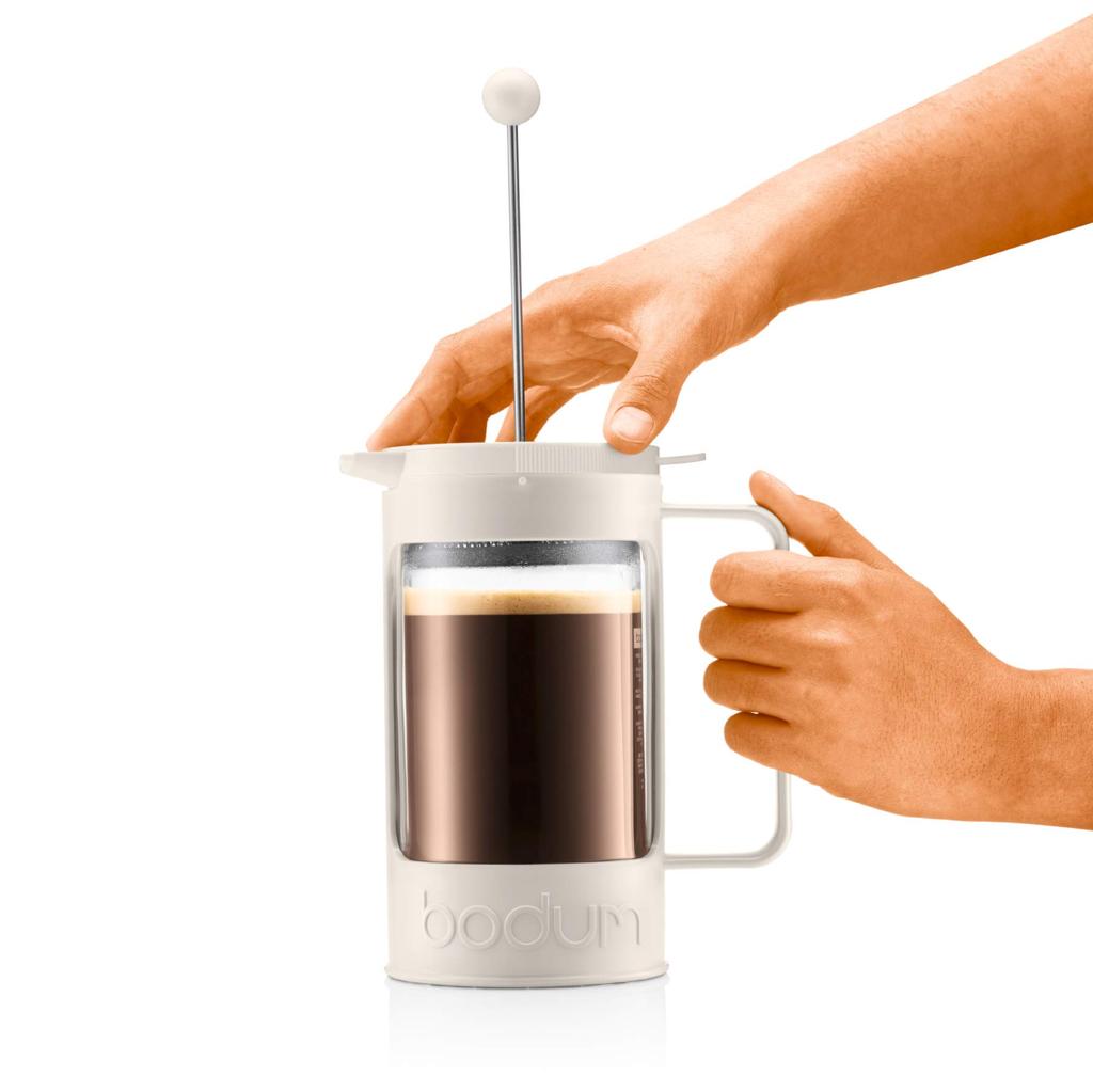 BODUM Coffee Maker Coffee Press BEAN French Press Coffee Maker 1000ml Stainless Steel Filter Glass Beaker Immersion Type Coffee Locking Lid Off-White
