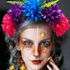Bright Artificial Marigold Flower Headband Vivid Faux Marigold Floral Headpiece  Holiday Gathering